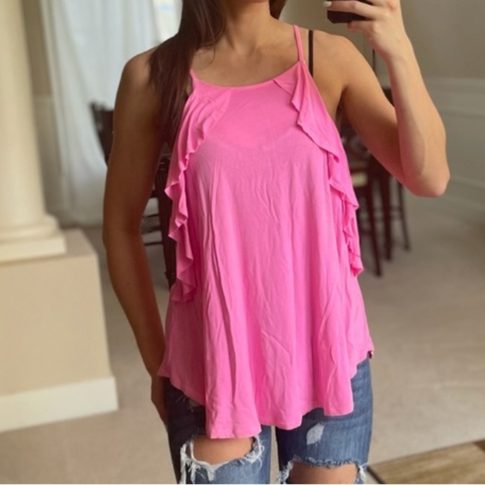 NWT Express Pink Ruffle Tank Top - Picture 2 of 7